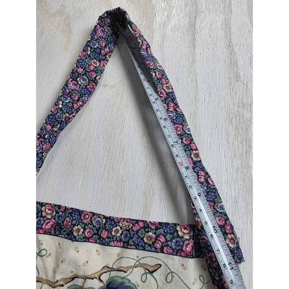 Vintage Cottagecore Bakers Best Fruit Floral Bib Apron Cream Purple Boho